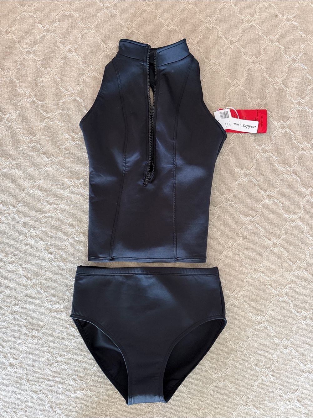 NWT Magicsuit Black High Neck Zip Front Scuba Tankini Set